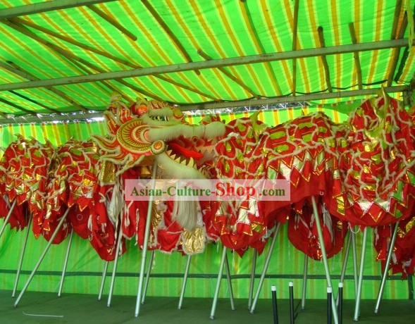 Supremo chinês tradicional Grande clássico de lã de ovelha Dragão Equipamentos Dança Conjunto Completo (vermelho)