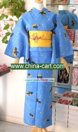 Tradicionais Goldfish Handbag Kimono japonês e Geta Conjunto completo