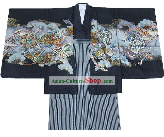 Suprême kimono traditionnel japonais 10 pièces complet pour garçon de cinq années