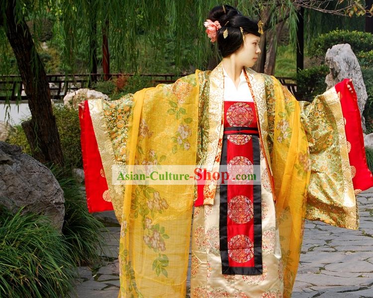 Ancient Chinese Tang Dynasty Princess Clothing and Headdress Complete Set