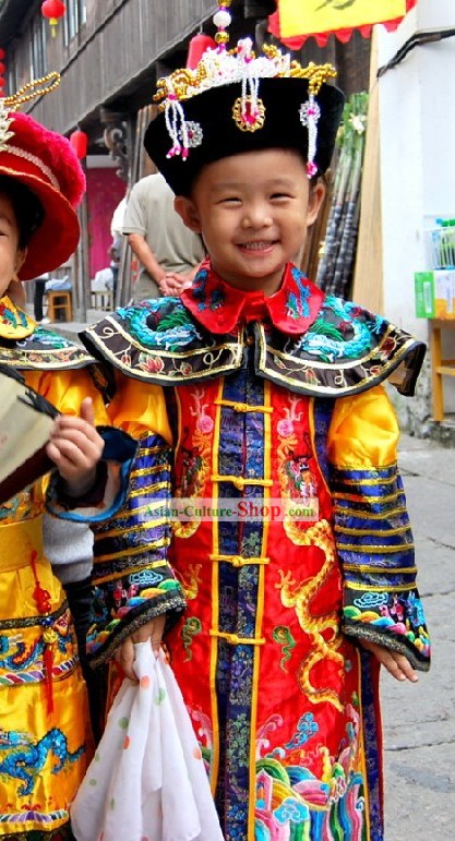 Ancient Chinese Empress Clothing and Hat Complete Set for Children