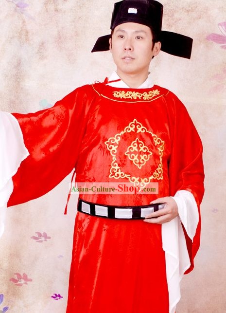 Ancient Chinese Number One Scholar Costumes and Hat Complete Set