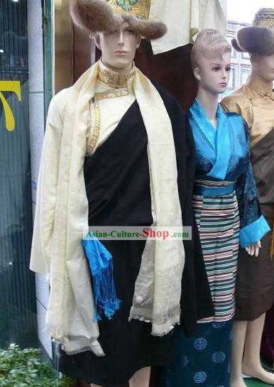 Chinese Traditional Handmade Tibetan Dance Costumes and Hat for Men