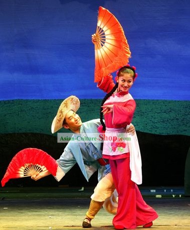 Traditional Chinese Farmers Costumes and Hat Complete Set