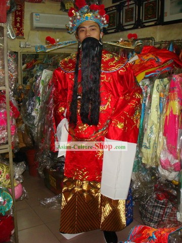 Chinois traditionnel festival Célébration Cai Shen Costumes et Hat Complete Set