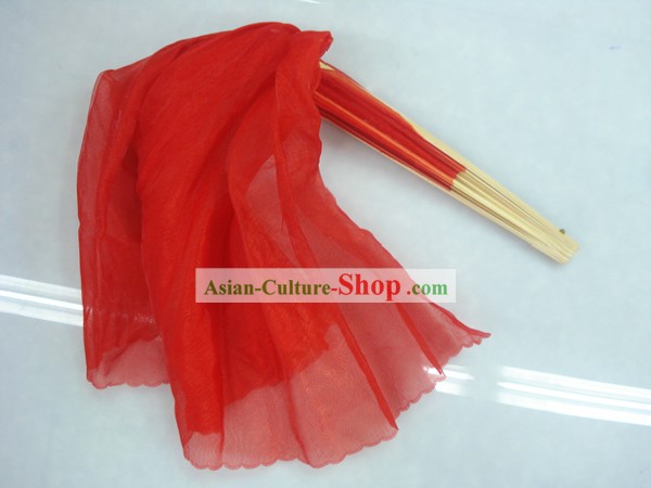 Chino tradicional de seda roja Fan Dance