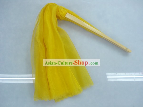 Chinese Fan Dança Tradicional Yellow Silk