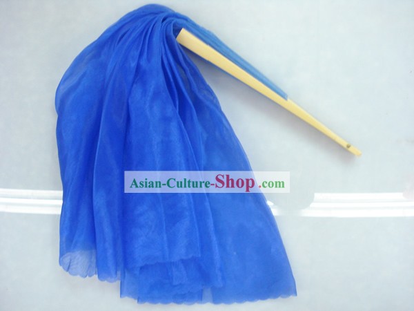 Chino tradicional de seda azul Fan Dance