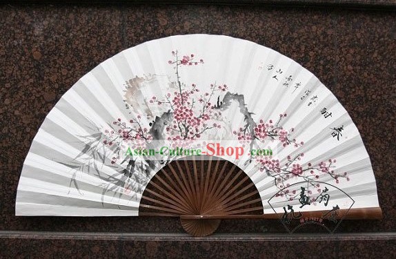 Chinese Hand Painted Large Handing Wall Fan