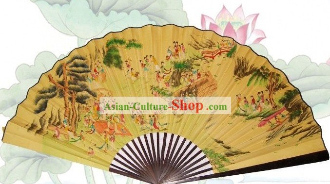65 Polegadas tradicional chinesa Fan Decoração artesanal Hanging Silk - 100 Beauties Antiga