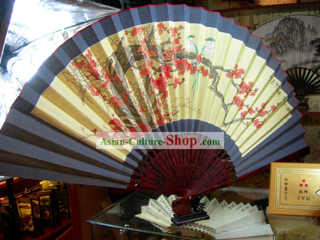 Large Hand Painted Wall Fan - Love Birds