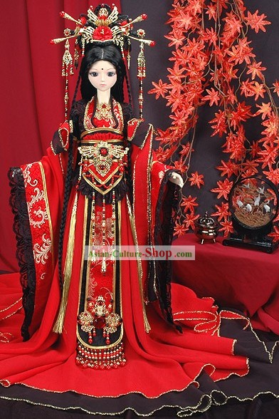 Supreme Chinese Classic Princess Costumes and Hair Decoration Complete Set