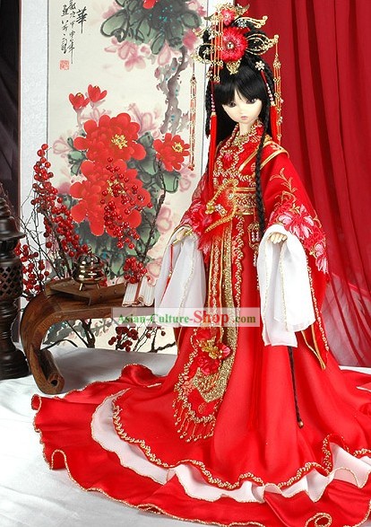 Ancient Chinese Traditional Wedding Costumes Complete Set for Bride