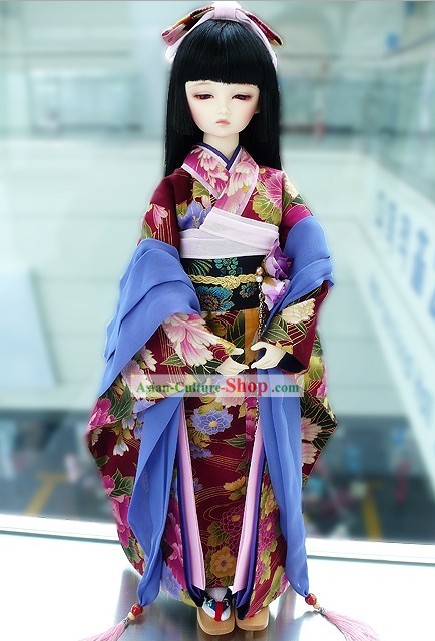 일본의 전통 의상은 여성을위한 설정 완료