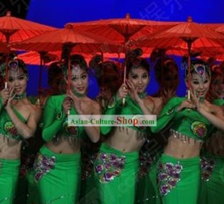 Chinese Traditional Dai Minority Dance Costumes Complete Set for Women