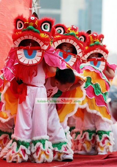 Traditional Kids Lion Dance Costume and Pants Set