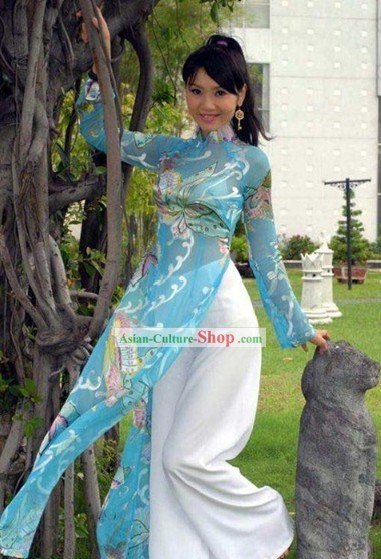 Vietnamese National Blue Butterfly Costume for Girls