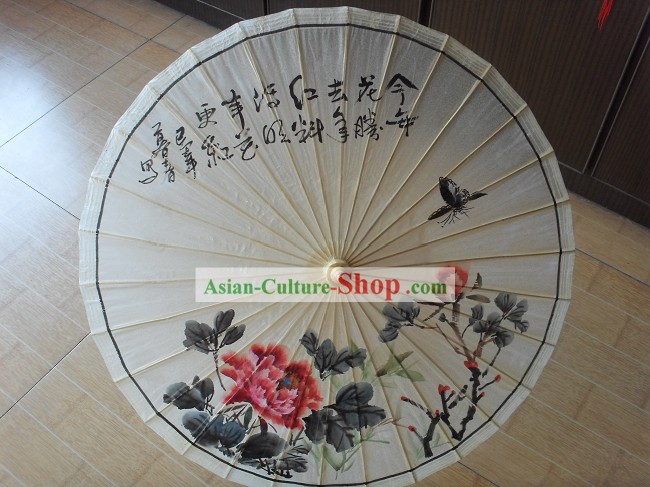 Supremo chinês Handmade e pintado Umbrella Peony Grande