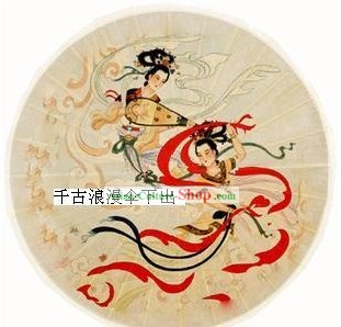 Tradicional China antigua vuelo paraguas de hadas