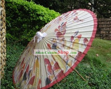 Hand Made japonaise Umbrella centaines papier Fishes