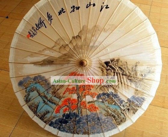 Tradicionales Mano China Playa pintura, la lluvia y el paraguas de sol - Paisaje Jiangnan