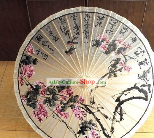 Chinese Hand Painted Flower Paper Rain Umbrella