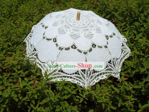 Hand Made White Lace Wedding Umbrella