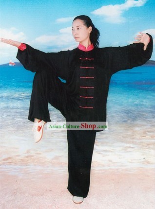 Chinese Traditional Black Silk Tai Chi Uniform