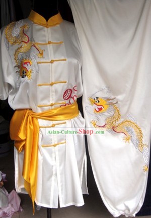 De manga corta Sifu bordado dragón Tai Chi Uniforme