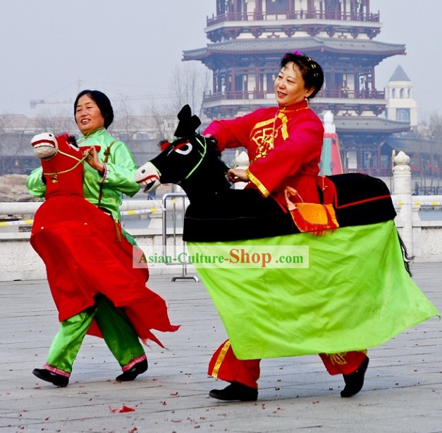 Celebração tradicional chinesa Parade Cavalo Set Costume Transporte Completo