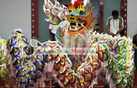 Five Colors Happy Festival Celebration Chinese Shinning Dragon Dance Costumes Complete Set