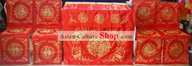 Chinese Wedding Chair and Desk Covers Wedding Stage Decoration Complete Set