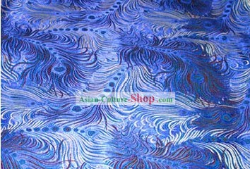 Blue Phoenix Tail Silk Fabric