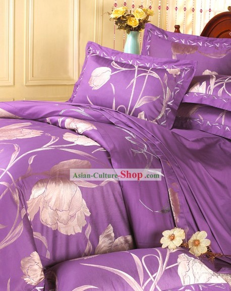 Folhas de casamento tradicional chinês Bed Set