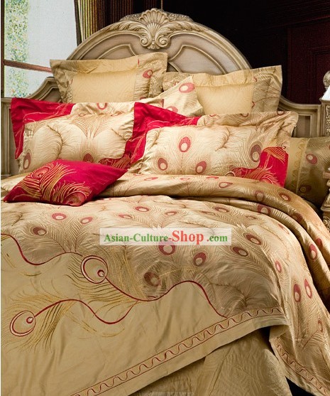 Casamento chinês 9 Pieces Phoenix Set Bedding