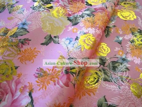 Pink Flower Brocade Fabric