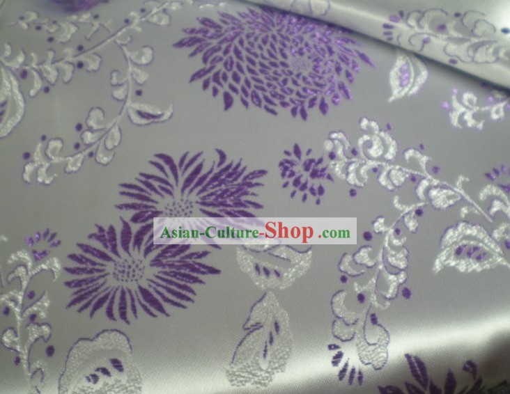 Brocade Fabric Tradicional Chinesa Branco