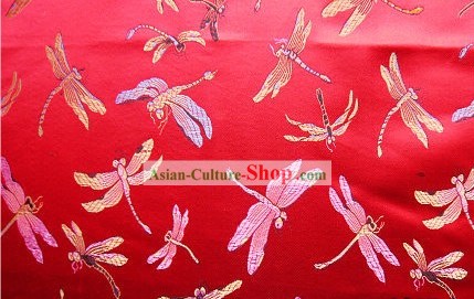 Chinese Traditional Brocade Fabric Dragonfly Pattern