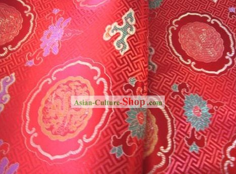 Chinese Traditional Red Dragon Fabric