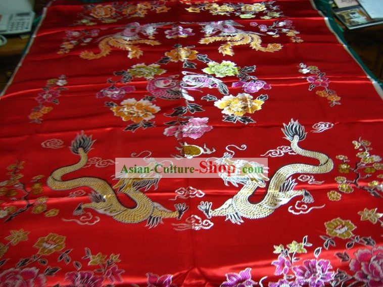 Dragão chinês tradicional do casamento Phoenix Patos Cubra Quilt Peony