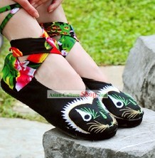 Folk Cloth Tiger Sapatos Pretos