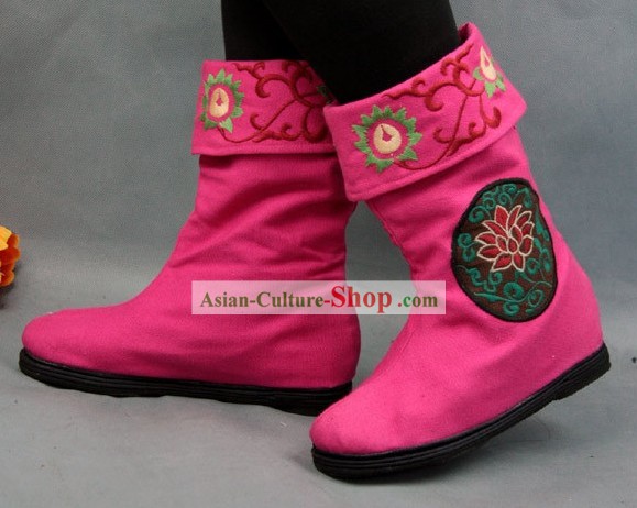 Chinese Botas Pano bordada flor