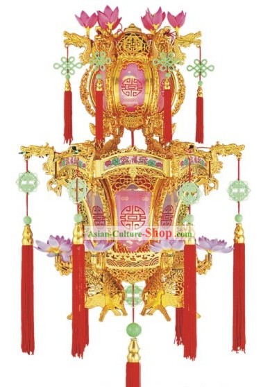 Chinese Classic Lotus and Jade Electric Palace Lantern