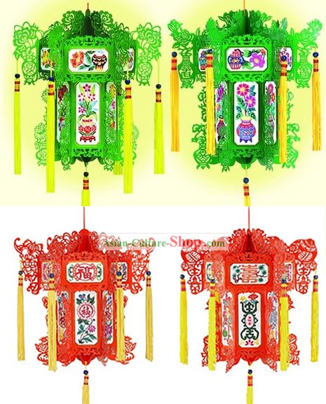 Happy New Year Chinese Paper Lanterns 4 Pieces Set