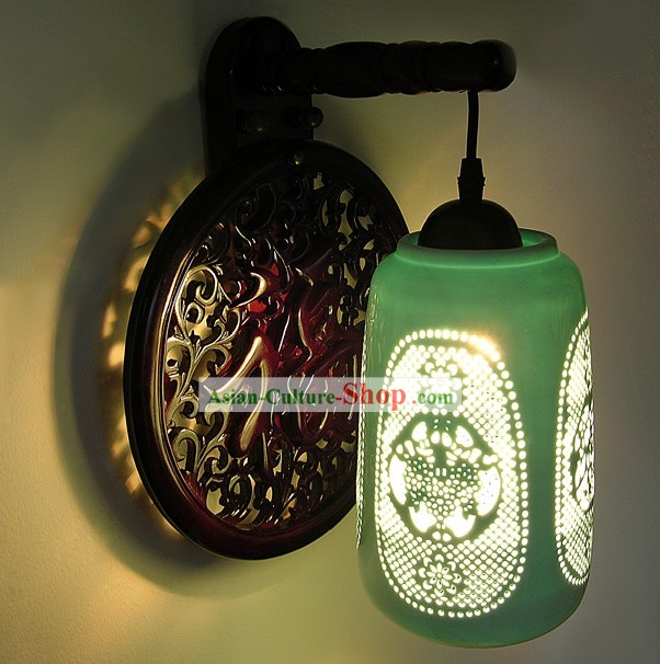 Chinês mandarim cerâmica parede Lantern
