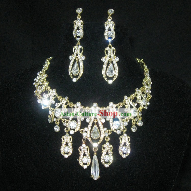 Or collier et boucles d'oreilles chinoise Set bijoux de mariage