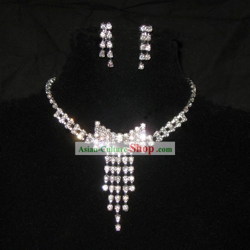 Superbe Collier Design Mariage Cravate et Jewelry Set Boucles