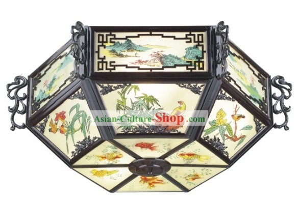 30 Inch Large Birds and Flower Chinese Palace Lantern/Painted Ceiling Lantern