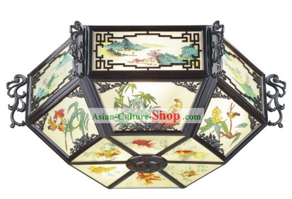 30 Inch aves de grande porte e Lantern Palace Flower Chinese/Lanterna Pintadas Tecto