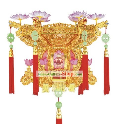 Chinese Golden Lotus Electric Palace Lantern